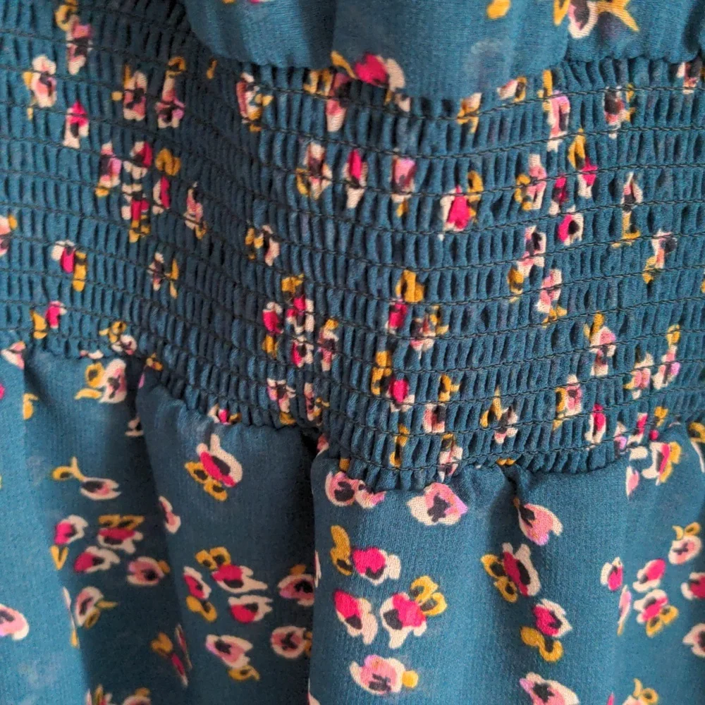 1. State Forest Green Floral Ruffle Dress - Picture 4 of 9